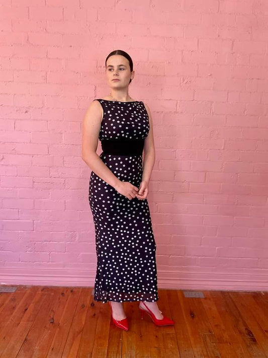 Midnight Polka Dot Dress