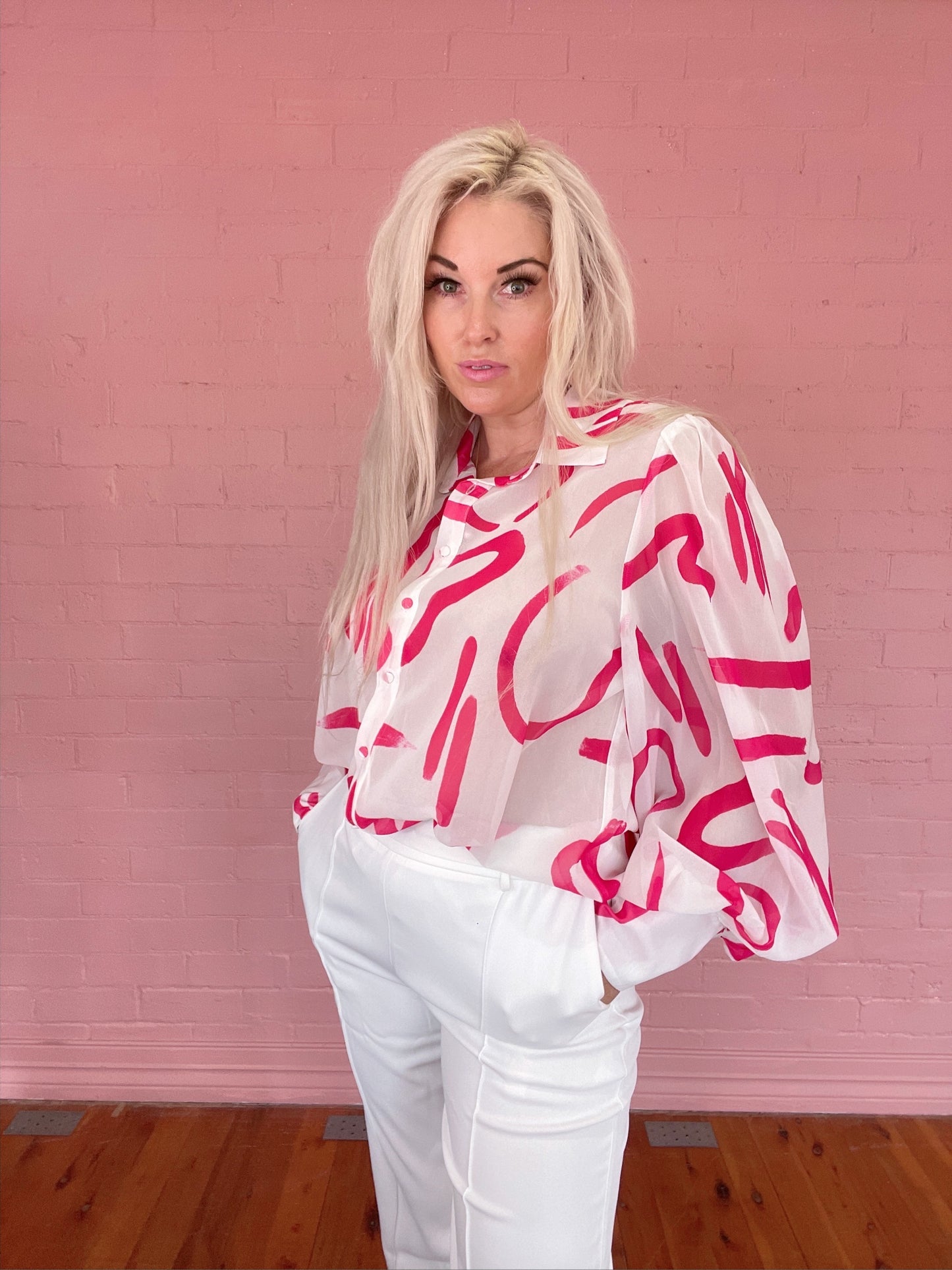 Pink white Fleetwood Blouse