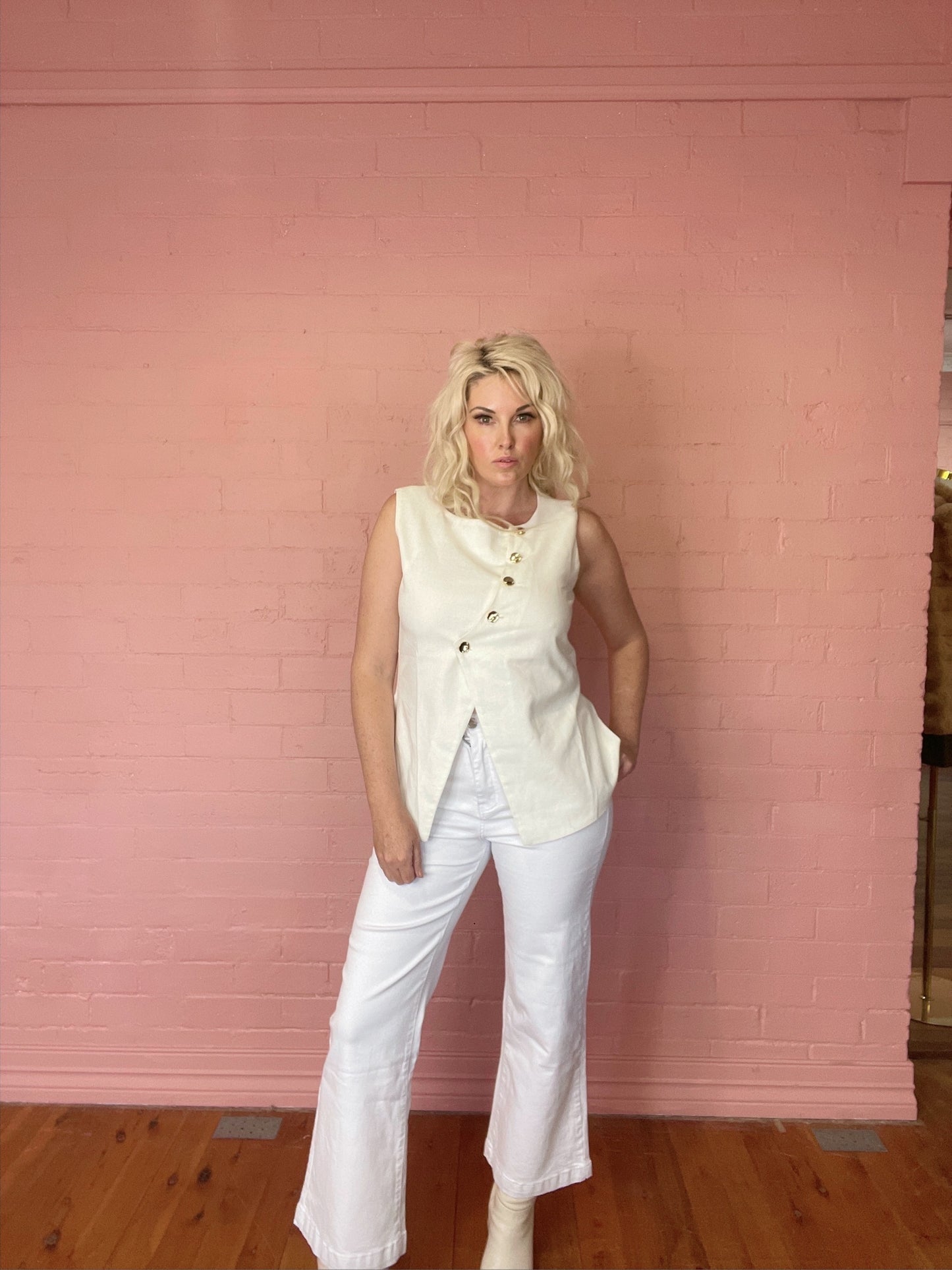 Lila White Vest