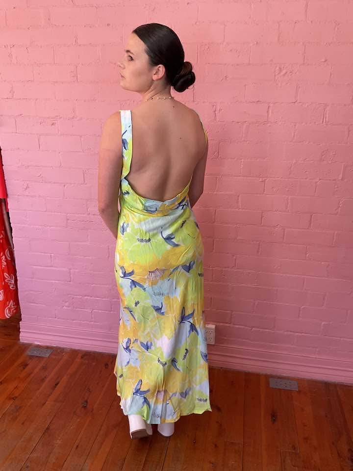 The "Gardenia" Open-Back Maxi Dress