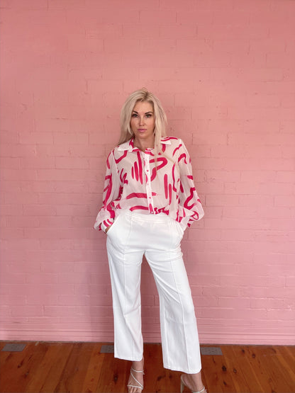 Pink white Fleetwood Blouse