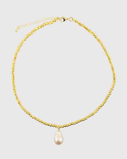 Odette Drop Freshwater Baroque Pearl Necklace Gold