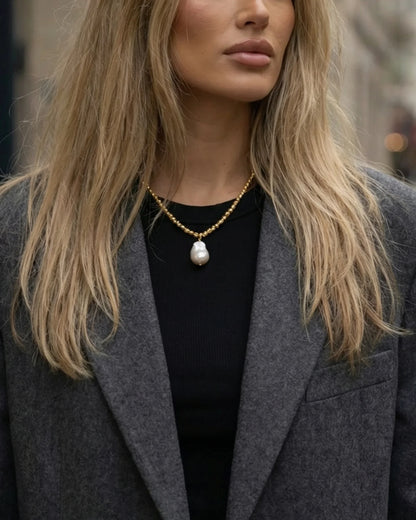 Odette Drop Freshwater Baroque Pearl Necklace Gold