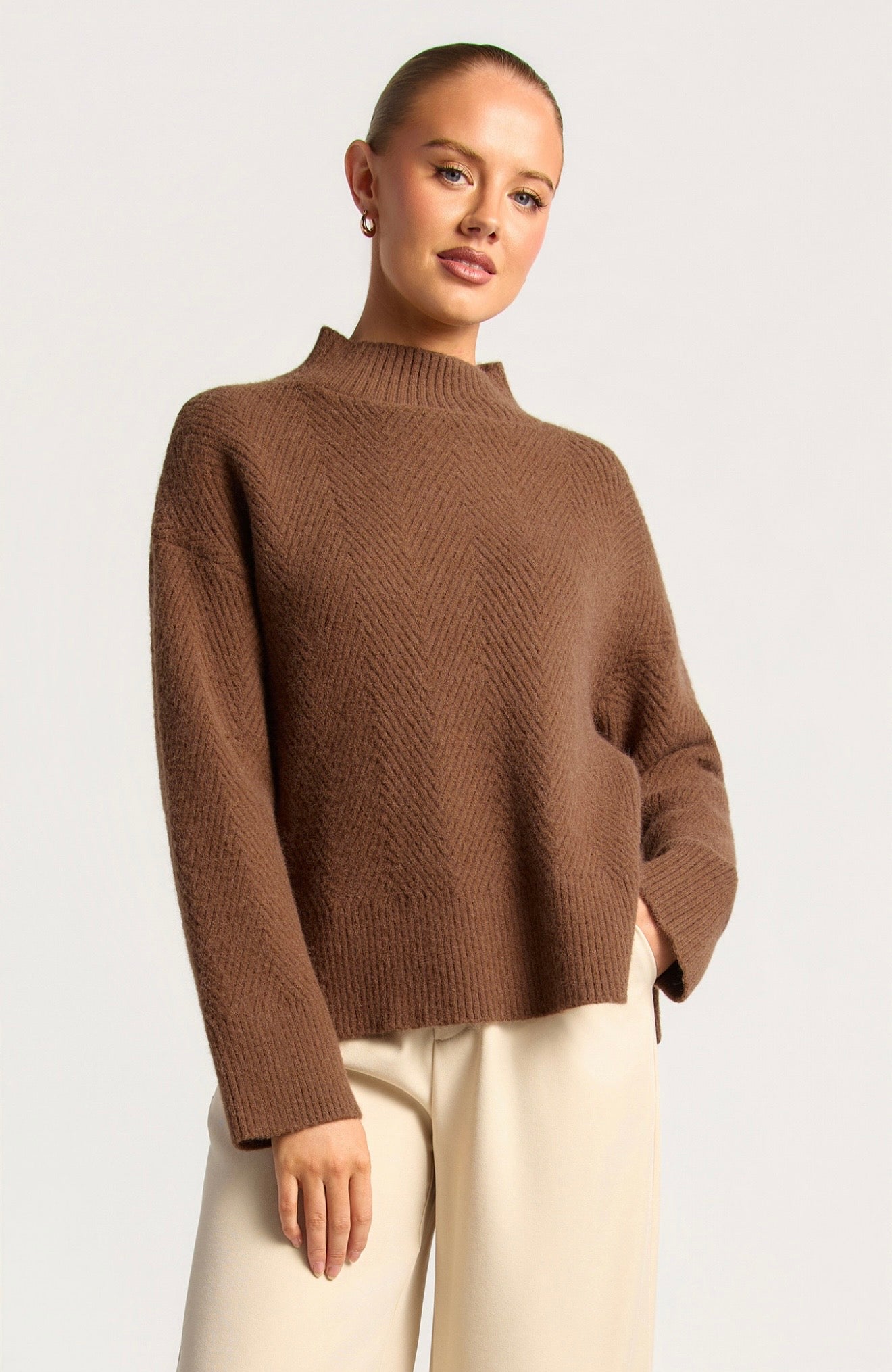 The Aspen Chevron Mock-Neck Jumper