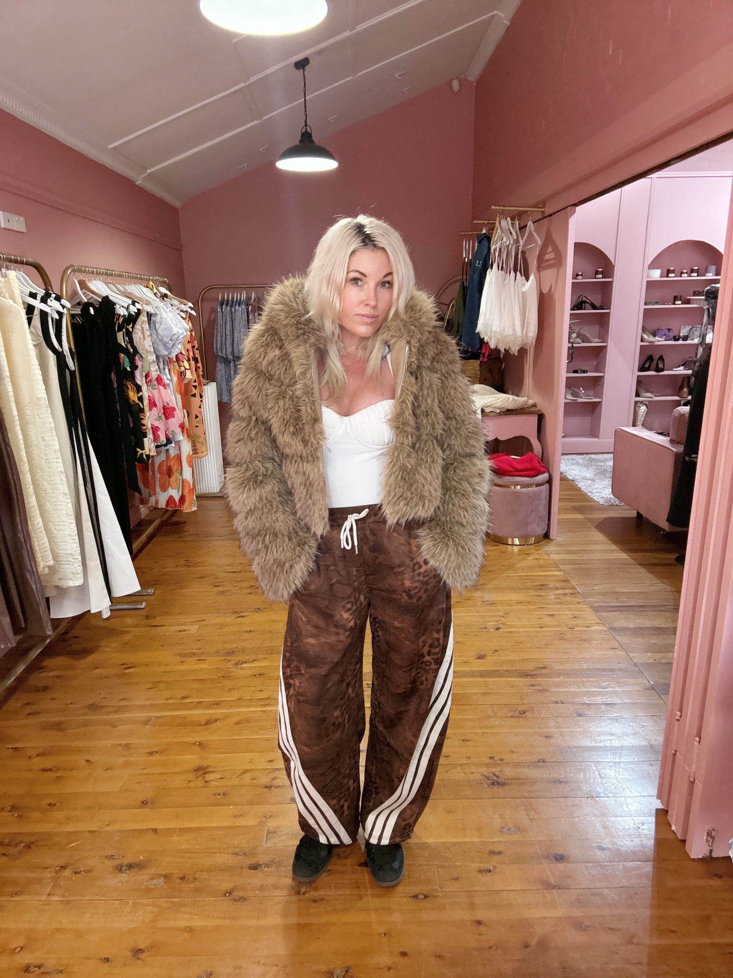 Mocha Luxe Hooded Fur Jacket