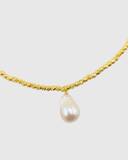 Odette Drop Freshwater Baroque Pearl Necklace Gold