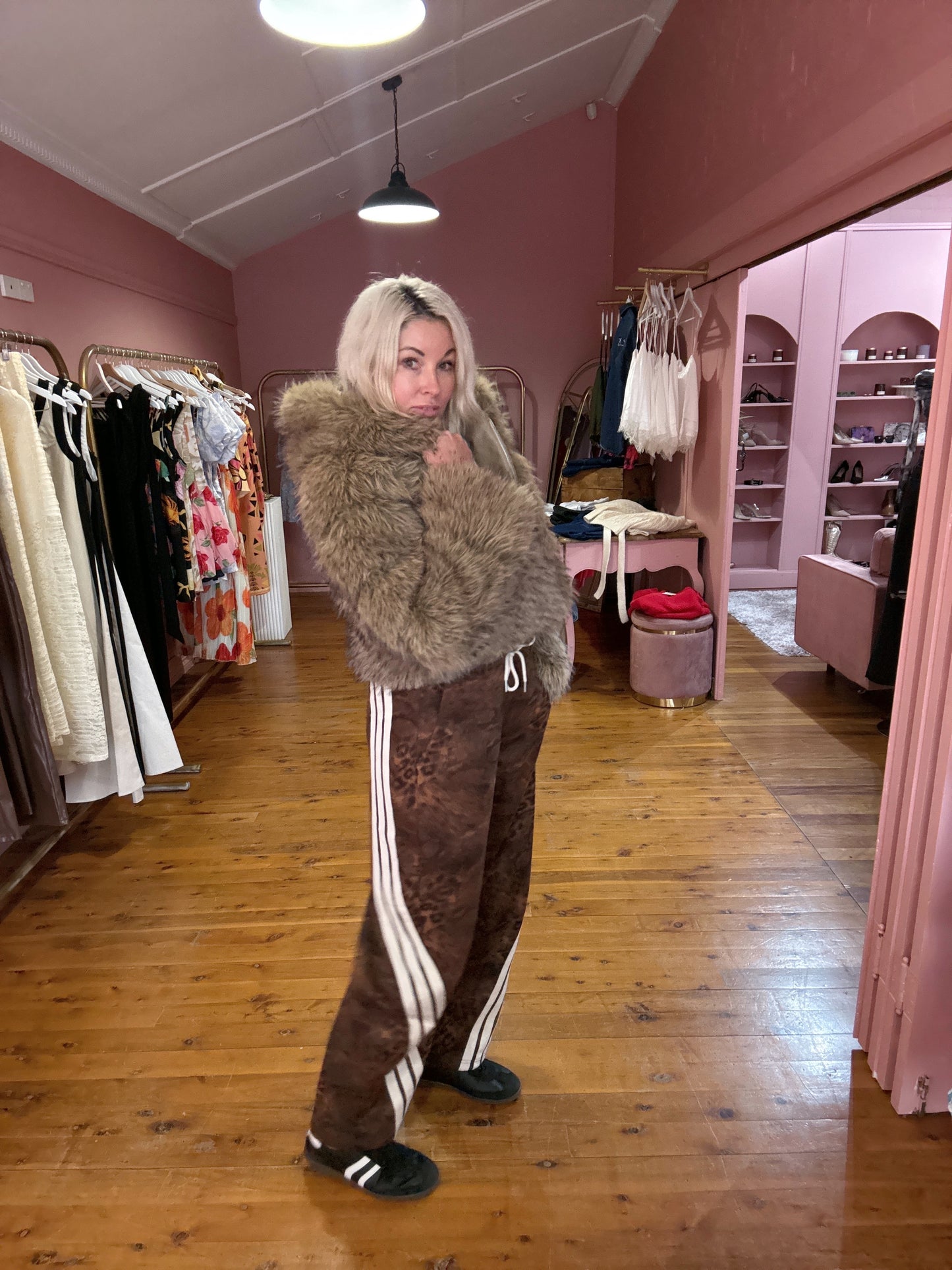 Mocha Luxe Hooded Fur Jacket