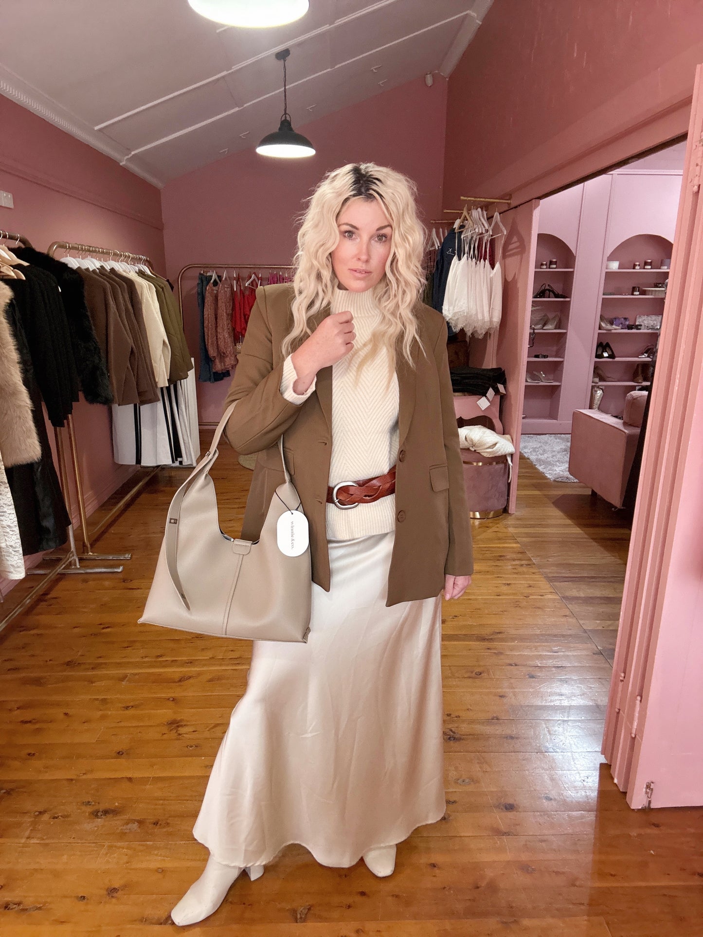 The Aspen Chevron Mock-Neck Jumper – Oatmeal