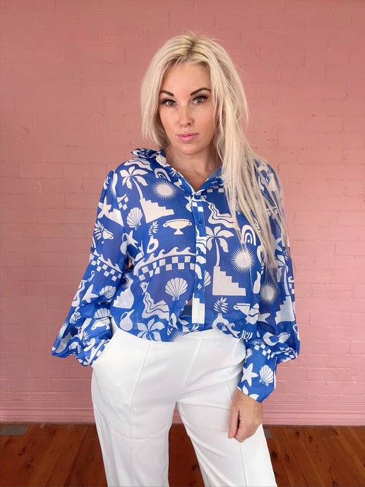 Blue Fleetwood Blouse